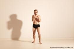 Underwear Martial art Man White Moving poses Slim Short Blond Dynamic poses Academic